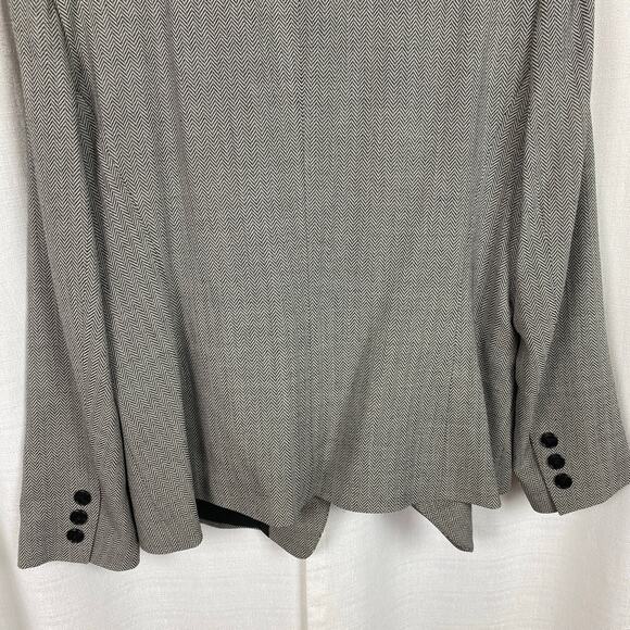 Lafayette 148 New York Black&White Chevron Virgin Wool One Button Blazer Sz.16 - Picture 9 of 13